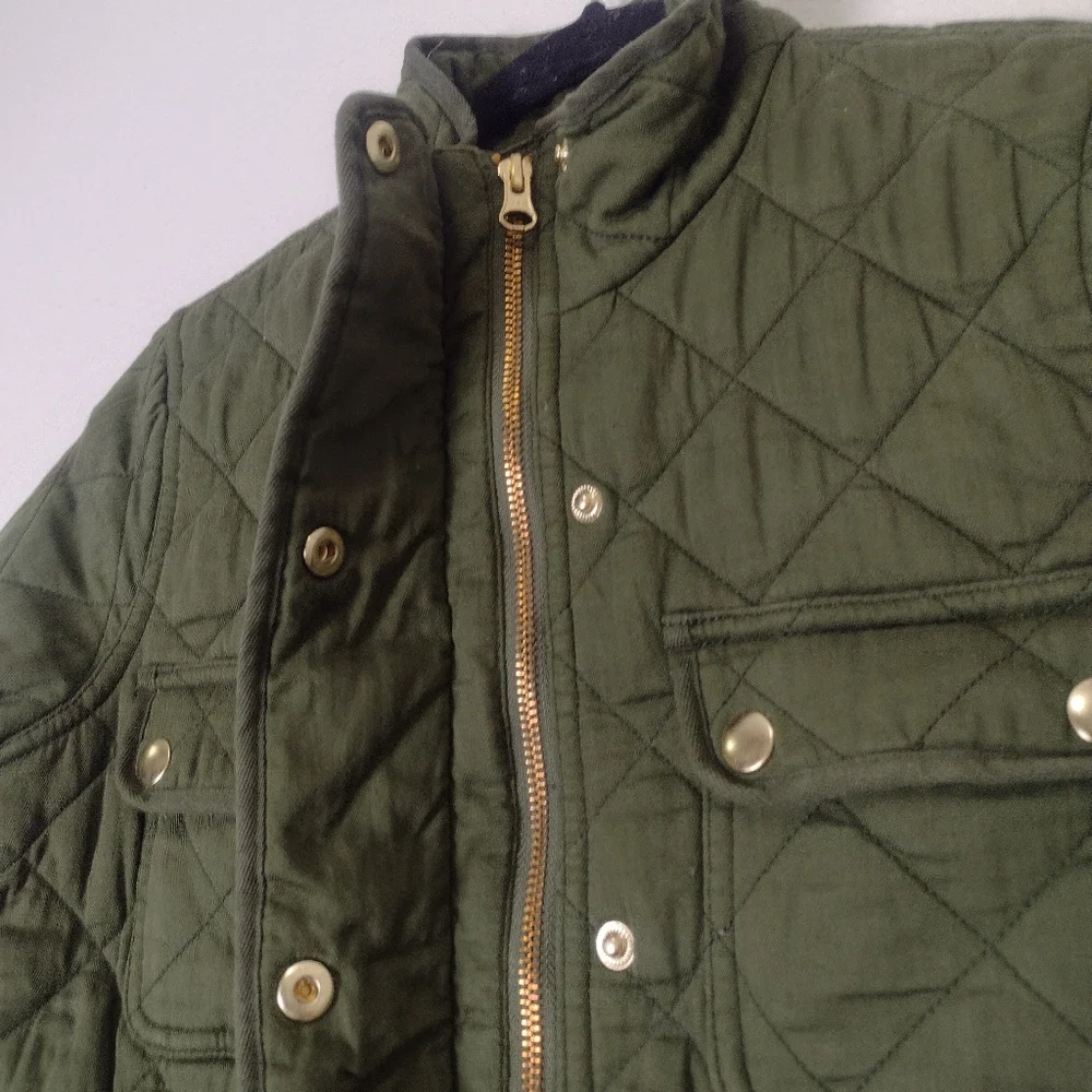 J. Crew Green Quilted Downtown Field Jacket Size XXS - Picture 8 of 16